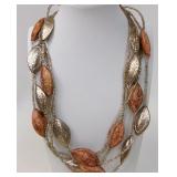 Glass Seed Bead & Molded Elongated Bead Necklace