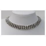3-Row Rhinestone Choker Necklace