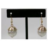 Gold Tone Faux Pearl Drop Earrings