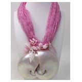 Pearlized Nautical Shell Pink Mesh Necklace