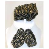Papier Mache Brooch & Pierced Earrings Set