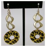 Animal Print Gold Tone Dangle Earrings