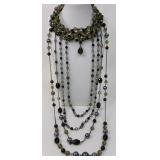 Gray & Black Cascading Waterfall Bib Necklace