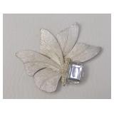 Matte Silver Jeweled Butterly Brooch