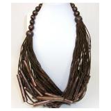 Brown Beaded Multi-Strand Necklace