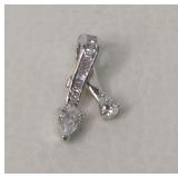 Pear & Baguette CZ Silver Tone Slide Pendant
