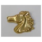 Metallic Gold Ceramic Horse Head Brooch
