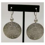 Vintage Silver Medallion Drop Earrings