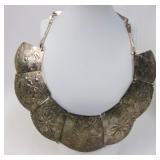 Hammered Aluminum Floral Design Bib Necklace