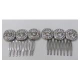 Pair of Rhinestone Silver Tone Hair Combs