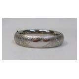 Sterling Silver Textured Hinged Bracelet 28 Grams