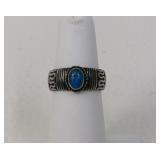 Sterling Silver Blue Turquoise Tribal Ring Size 5