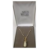 Nolan Miller Faux Pearl Rhinestone Drop Necklace