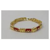 Joan Rivers Gold Tone Red Enamel X Bracelet