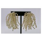 Gold Tone Fireworks Dangle Beaded Earrings