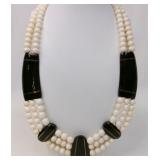 Ivory & Black Beaded Station Necklace