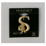 Heavenly USA Brooch Initial 'S' with Cherub