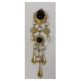 Large Gold Tone Couture Chandelier Brooch