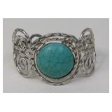 Silver Tone Faux Turquoise Bracelet