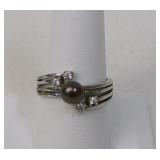 Vantel Pearls Abundance Sterling Ring Sz 10