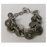 Silver Tone Button Bracelet
