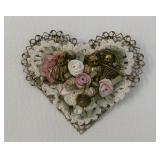 Lace Heart Kittens Roses Yarn Cottagecore Pin
