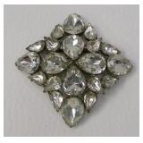 Pear Shaped Rhinestone Silver Tone Brooch