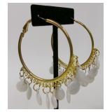 Large Gold Tone Chandelier Hoop Earrings