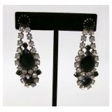 Black & Clear Rhinestone Chandelier Earrings