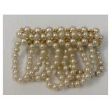 Faux Pearl & Gold Beaded Dangle Hair Barrette