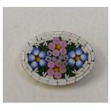 Floral Micro Mosaic Brooch Italy