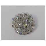 Austrian Crystal Faceted Round Brooch Pin