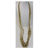 Multi-Layer Gold Tone Faux Pearl Opera Necklace