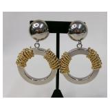 Mixed Metal Door Knocker Clip Earrings