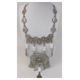 Silver Filigree Metalwork White Stone Necklace