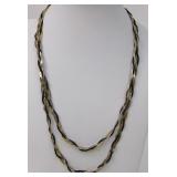 Gold Black & Silver Tone Braided Chain Necklace