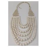 Long Boho Ivory Colored Wood Cascading Necklace