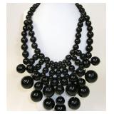 Black Bubble Bead Large Bib Necklace