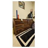 3pc Vintage Dark Wood Bedroom Furniture