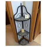 Metal & Tile Corner Shelf w/ Candle