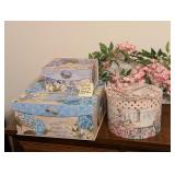 Floral Nesting Storage Boxes & Wall Decor