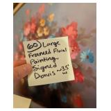 Large Framed Floral Painting Signed Davis