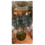 Lot of Blue Harvest Grape Carnival Glass Set, Etc