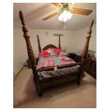 Queen Carved Wood 4 Poster Bed Frame