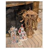 Vintage Christmas Angel & Clay Christmas Village