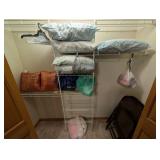 Misc Closet Lot, Linens, Pillows, Chair