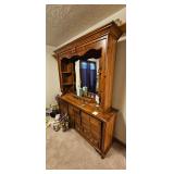Vintage Wood Dresser w/ Hutch & Side Table