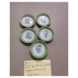 5 mini plates (grapes, Blueberries) 3 1/2' each