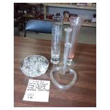 Vtg Bud Vases & Flower Frog 4 pcs