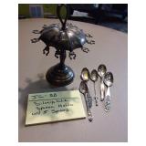 Silverplate Spoon Holder with 5 Spoons